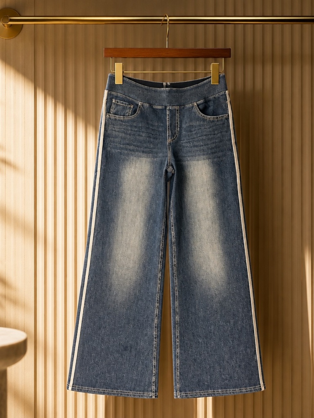 Halara Flex™ High Waisted Stripe Wide Leg Casual Jeans. - Picture 2 of 12
